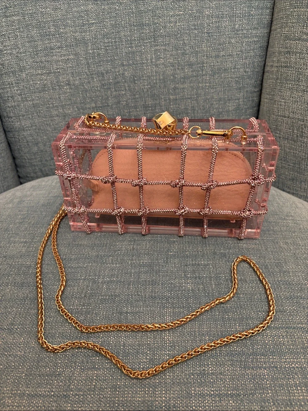 Altar'd State Pink Crystal Grid Crossbody with Gold Chain Strap - Picture 3 of 16